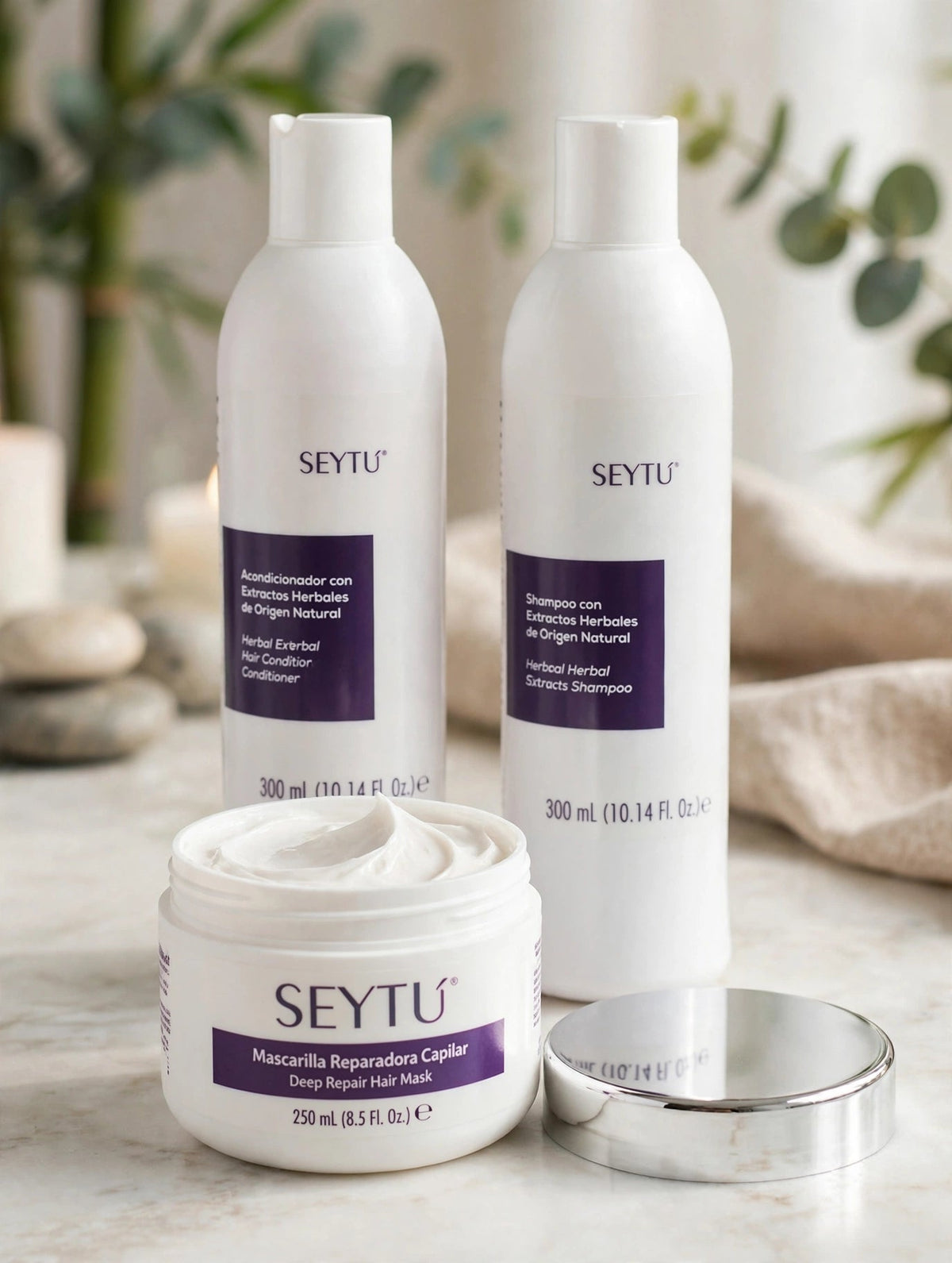 Kit Capilar SEYTU - textura mascarilla abierta con los tres productos