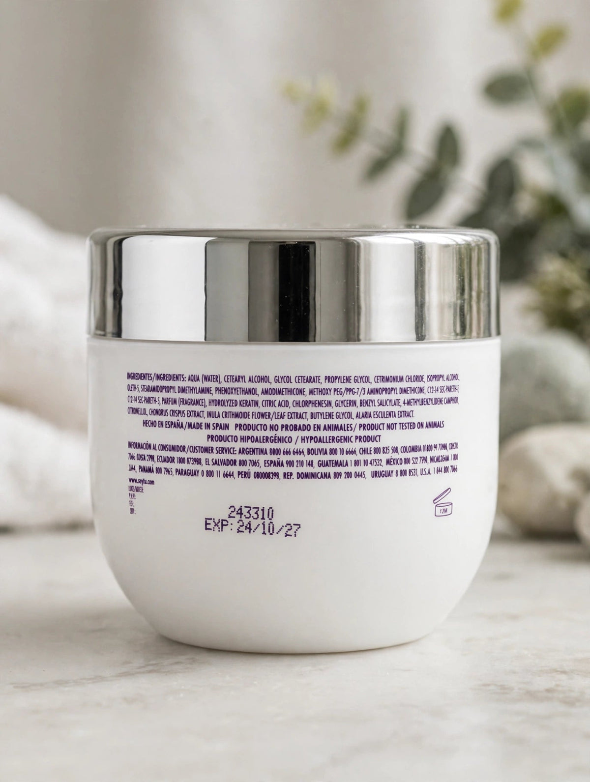 Mascarilla Reparadora Capilar SEYTU 250ml - ingredientes y reverso